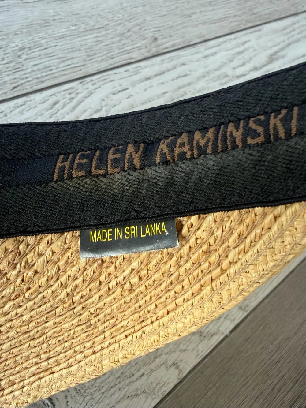 Helen Kaminski logo-embroidered raffia visor   O/S